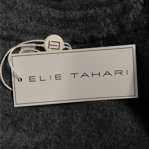 $475 NWT Elie Tahari Womens Wool Blend Wrap Coat Size Large Gray Plaid Belted - Picture 11 of 13